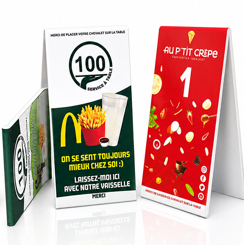 Exemples de chevalets Service à Table personnalisés